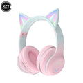Mais novo fone de ouvido sem fio com orelhinhas de gato, lanterna LED, microfone, estéreo para meninas, capacete dobrável, headset Bluetooth, presente.