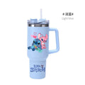 Copa Térmica de Café Lilo & Stitch com Canudo, Copo Térmico de Aço Inoxidável Isolado a Vácuo de 40oz para Bebidas Geladas, Copo de Viagem para Uso Externo