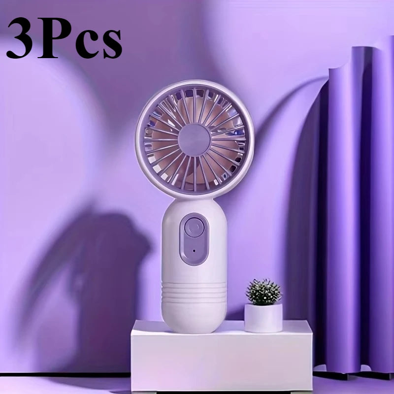 Ventilador Portátil Mini USB Recarregável com 3 Velocidades, Ventilador de Mão para Opção de Presente, Perfeito para Escritório, Atividades ao Ar Livre, Viagens, Camping