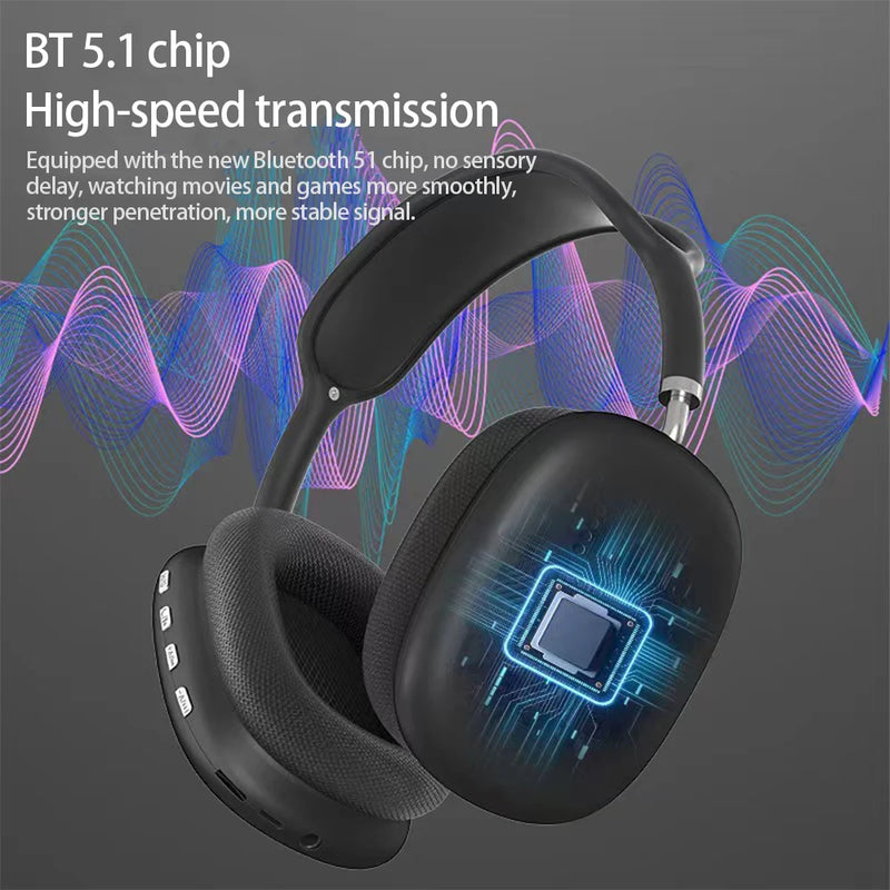 Fone de Ouvido Sem Fio Bluetooth P9 para Esportes ao Ar Livre, Gaming, Fones de Ouvido Sem Fio com Microfone, Cancelamento de Ruído, Fones de Ouvido Bluetooth