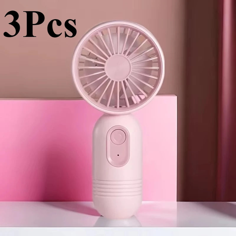 Ventilador Portátil Mini USB Recarregável com 3 Velocidades, Ventilador de Mão para Opção de Presente, Perfeito para Escritório, Atividades ao Ar Livre, Viagens, Camping