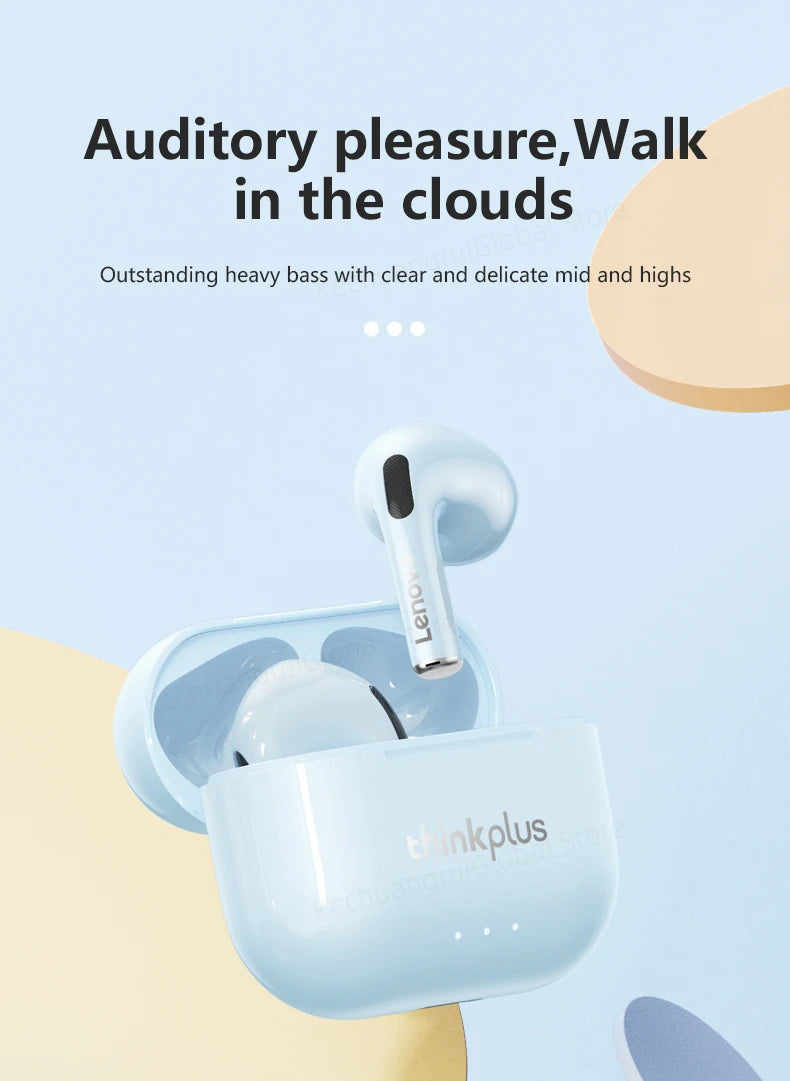 Fones de Ouvido Lenovo LP40 II Originais LP40 Plus TWS Bluetooth 5.3 Sem Fio Fones de Ouvido Esportivos com Redução de Ruído e Controle por Toque
