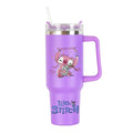 Copa Térmica de Café Lilo & Stitch com Canudo, Copo Térmico de Aço Inoxidável Isolado a Vácuo de 40oz para Bebidas Geladas, Copo de Viagem para Uso Externo