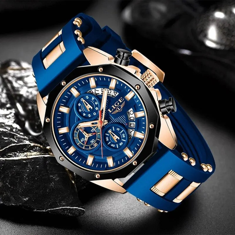 Relógios Masculinos LIGE Fashion Marca Top Luxo Silicone Esporte Relógio Masculino Quartzo Data Relógio à Prova D'Água Cronógrafo Relógio Masculino