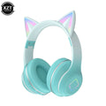 Mais novo fone de ouvido sem fio com orelhinhas de gato, lanterna LED, microfone, estéreo para meninas, capacete dobrável, headset Bluetooth, presente.
