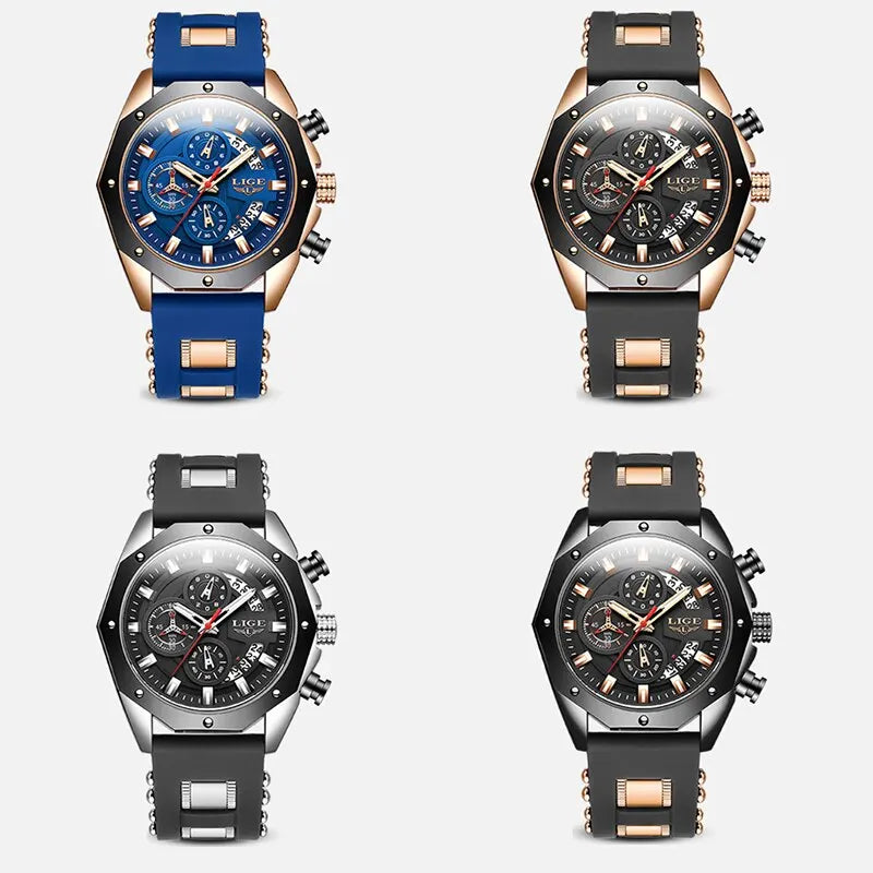 Relógios Masculinos LIGE Fashion Marca Top Luxo Silicone Esporte Relógio Masculino Quartzo Data Relógio à Prova D'Água Cronógrafo Relógio Masculino