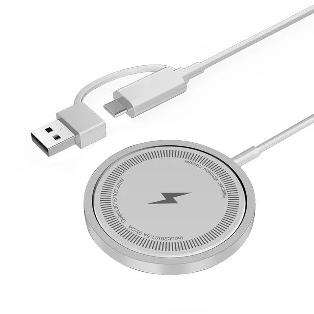 Carregador Sem Fio Magnético, Base de Carregamento Rápido para iPhone 16 15 14 13 12 Pro Max Airpods, Estação de Dock para Carregadores USB PD A