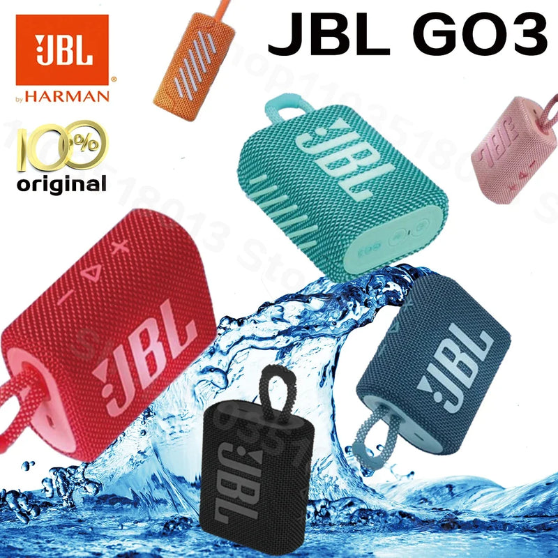 Caixa de Som Bluetooth Sem Fio Original JBL GO 3, Portátil, à Prova d'Água, Caixas de Som para Exterior, Alto Falante de Esportes com Graves para festas JBL GO3