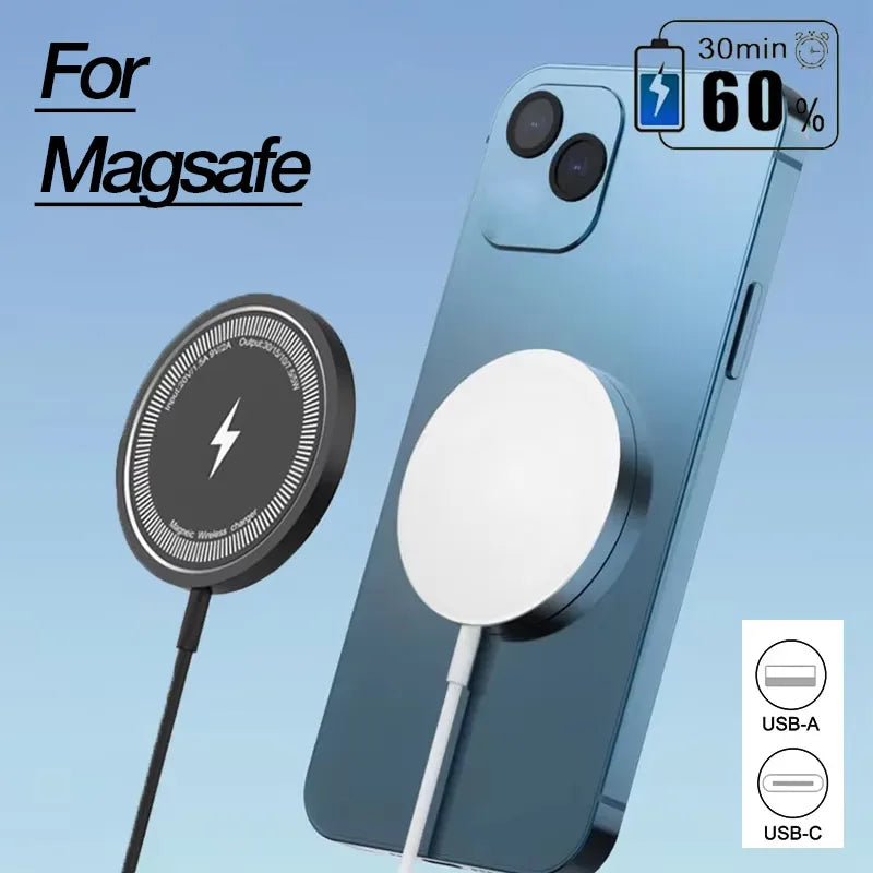 Carregador Sem Fio Magnético, Base de Carregamento Rápido para iPhone 16 15 14 13 12 Pro Max Airpods, Estação de Dock para Carregadores USB PD A