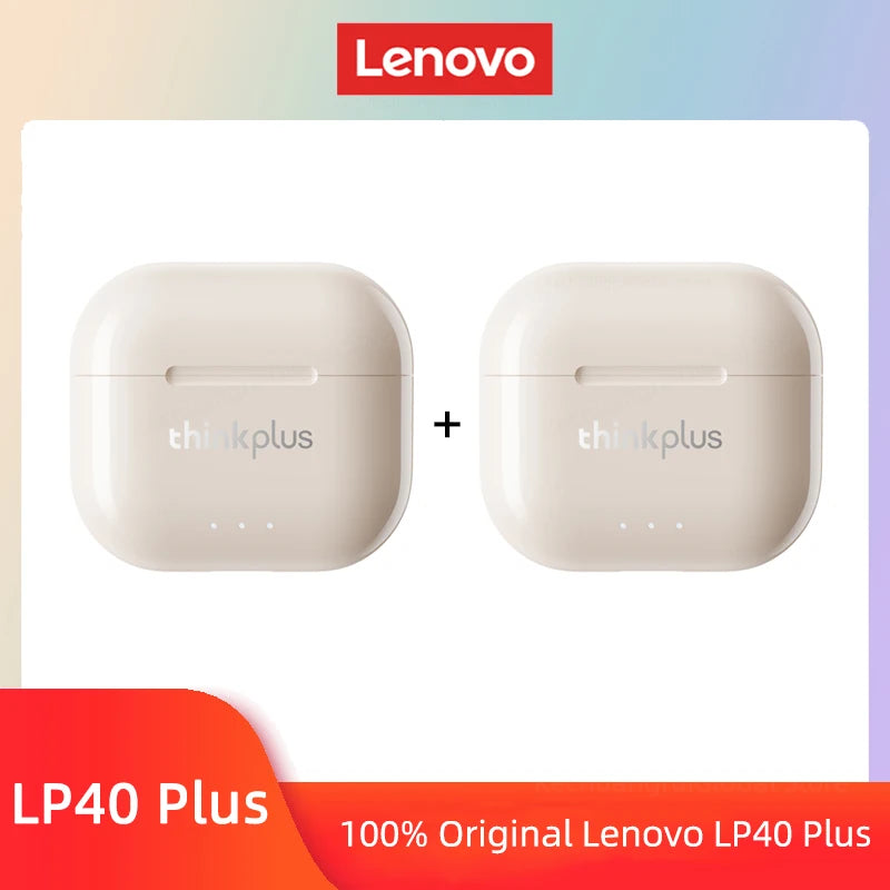 Fones de Ouvido Lenovo LP40 II Originais LP40 Plus TWS Bluetooth 5.3 Sem Fio Fones de Ouvido Esportivos com Redução de Ruído e Controle por Toque