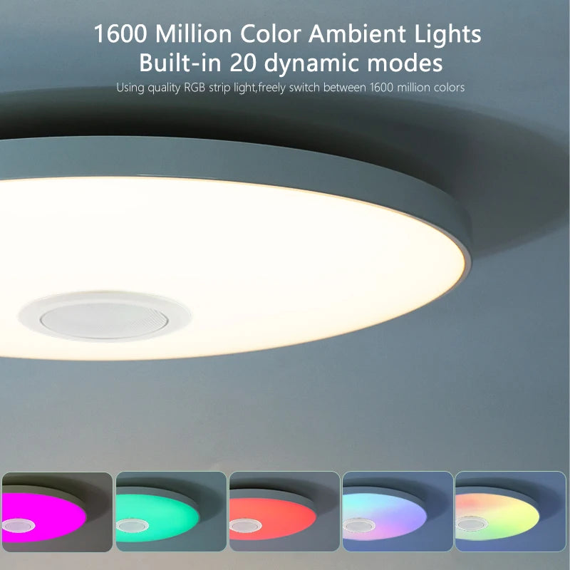Luz de Teto LED RGB Inteligente com Alto-falante 30W 36W Reproduz áudio musical APP TUYA Bluetooth WIFI Decoração de Casa Quarto Sala de Estar