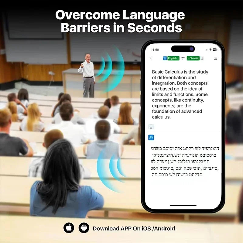 Fones de Ouvido UYUXIO Tradutor em Tempo Real com IA para Tradução de Idiomas 144