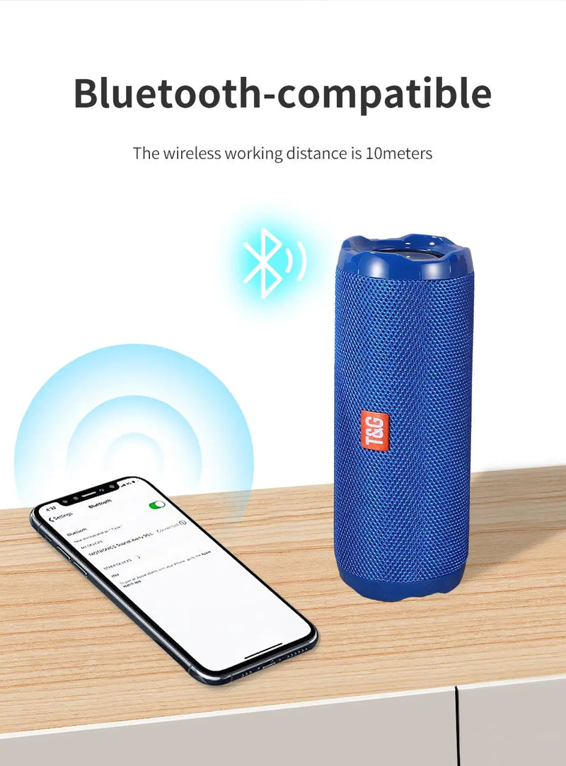Caixa de Som Bluetooth TG191 Outdoor Portátil TWS True Wireless, À Prova d'Água, Subwoofer Potente, Som Estéreo Surround para FM