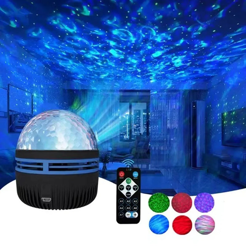 Projetor Galaxy USB Aurora 5V Luz Noturna 360° Rotativa, Luzes Coloridas GB com Controle Remoto para Decoração de Sala de Home Theater