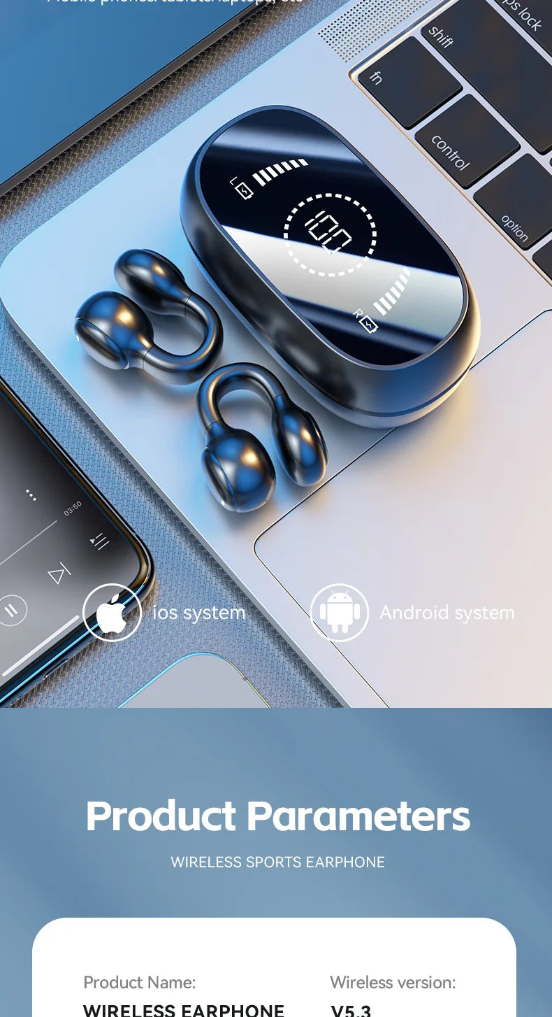 Fones de ouvido sem fio M47 originais Bluetooth, fones de ouvido de carregamento, fones de condução óssea, esportivos com microfone grátis