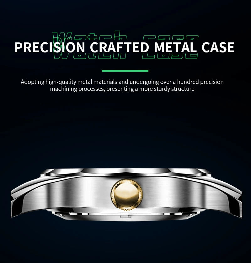 Relógio de Luxo Masculino com Diamante em Água, Brilho Noturno, Calendário Duplo, Movimento de Quartzo 41mm, Azul Dourado, Aço Inoxidável, Estilo Empresarial